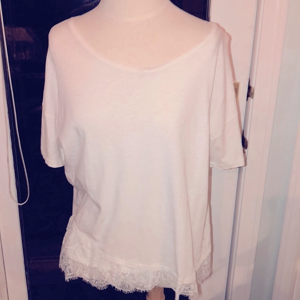 J.Crew LACE TRIM T-SHIRT. STYLE# B8035. L (copy of other listing) only have one.